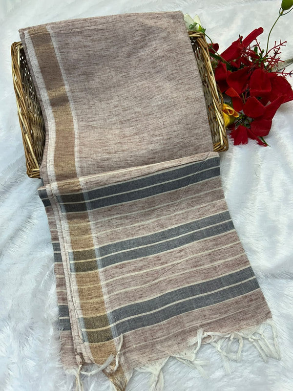 Dorothy cotton saree with zari and plain design