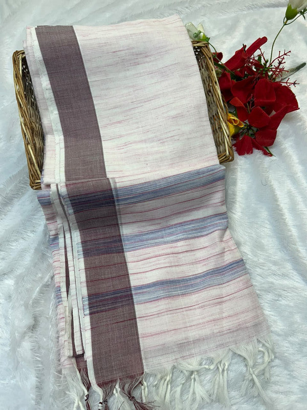 Dorothy cotton saree with zari and plain design