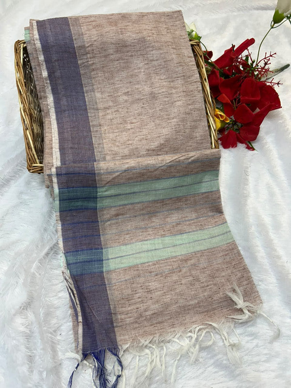 Dorothy cotton saree with zari and plain design