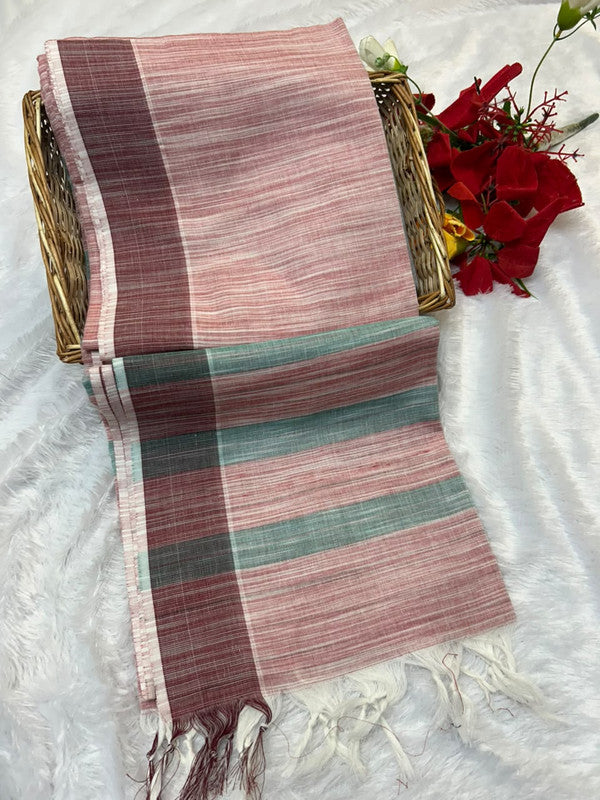 Dorothy cotton saree with zari and plain design