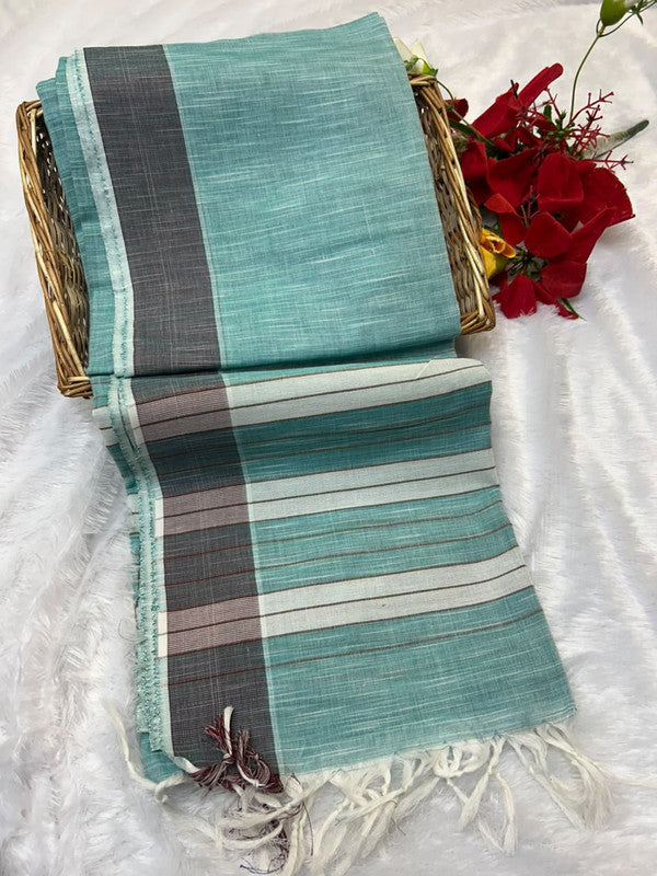 Dorothy cotton saree with zari and plain design