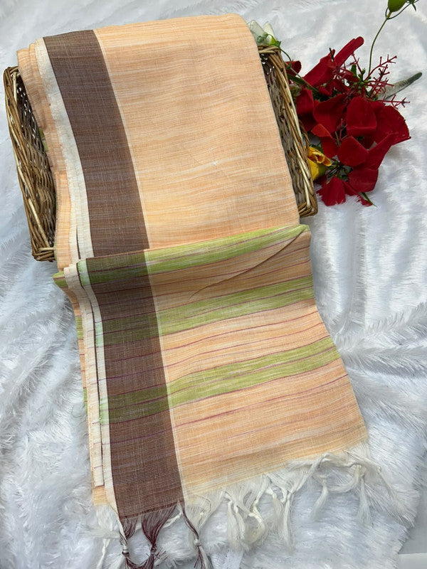 Dorothy cotton saree with zari and plain design
