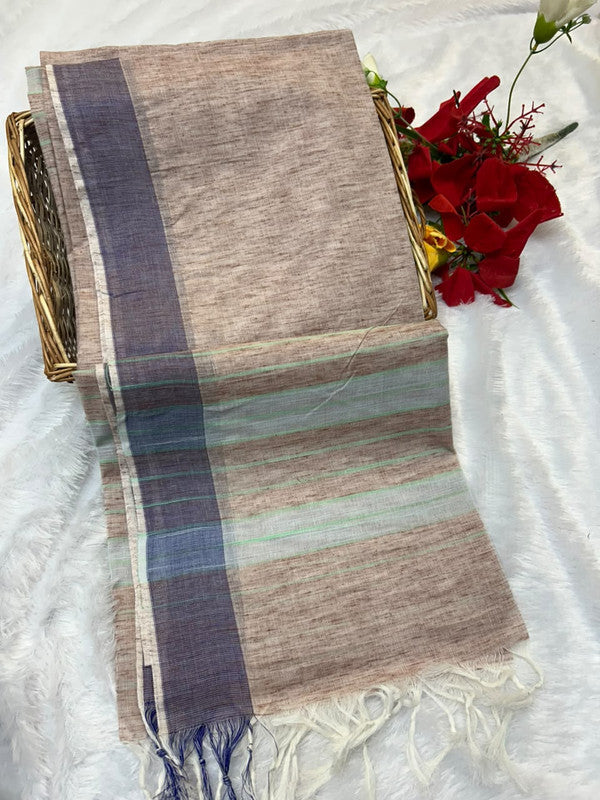Dorothy cotton saree with zari and plain design