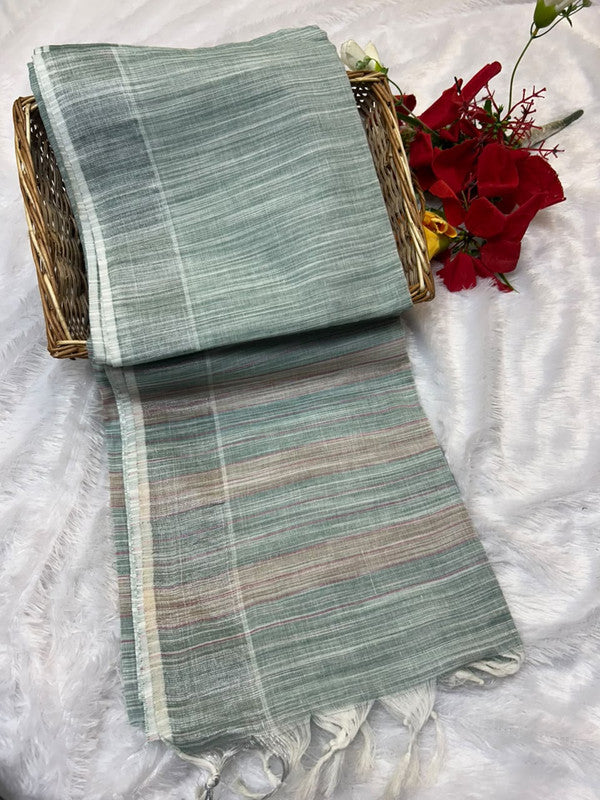 Dorothy cotton saree with zari and plain design