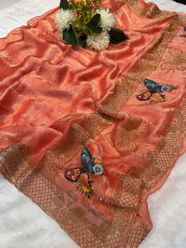 Jalpari Box Space Silk Saree with stone work