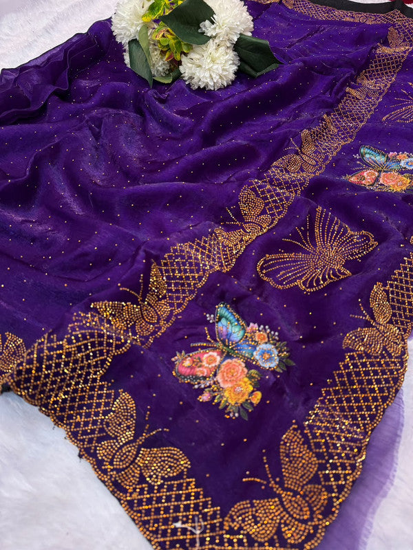 Jalpari Box Space Silk Saree with stone work