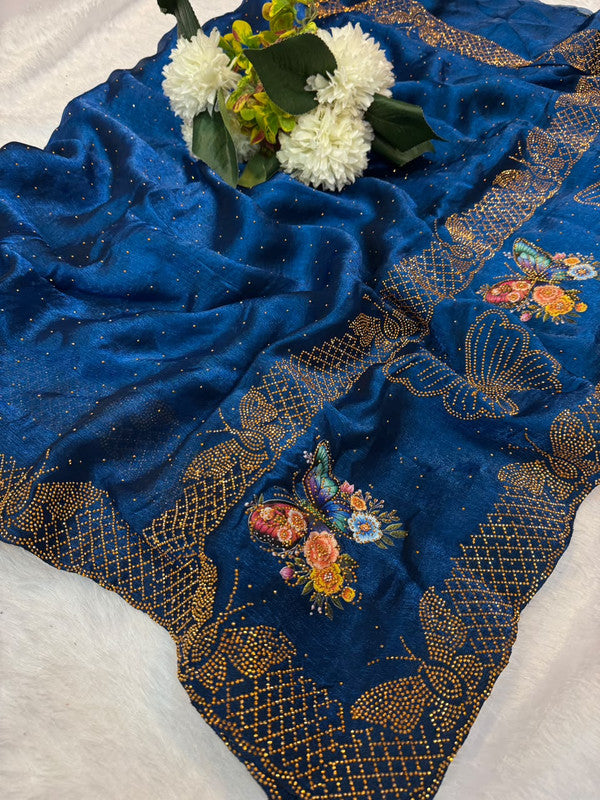 Jalpari Box Space Silk Saree with stone work