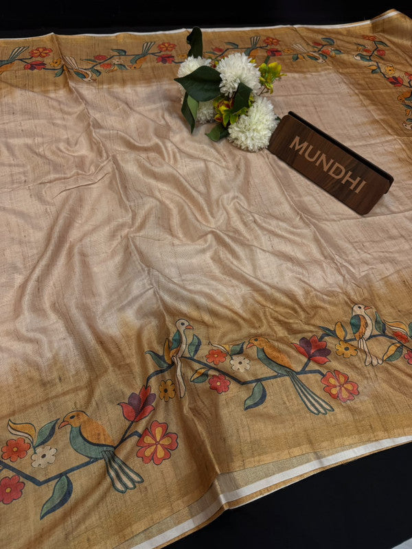 Katha Fancy Silk Saree with elegant zari work and contrast blouse