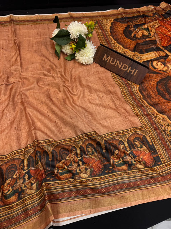 Katha Fancy Silk Saree with elegant zari work and contrast blouse
