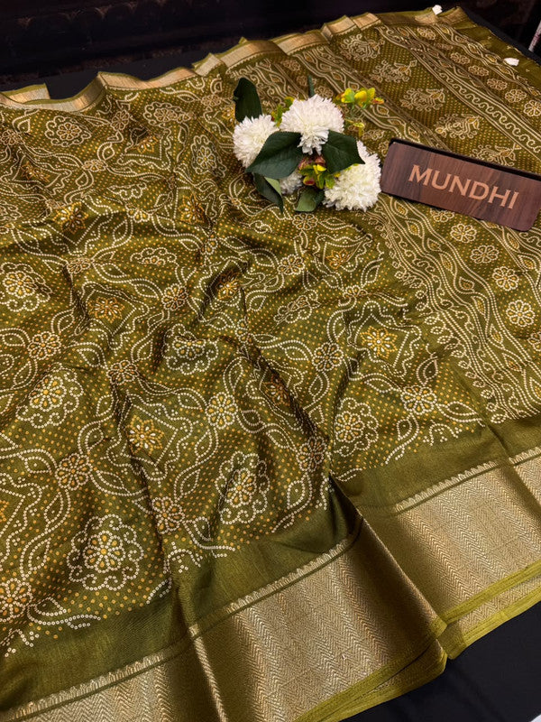 Kesar Fancy Silk Saree with elegant zari work and contrast blouse