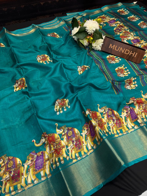 Kesar Fancy Silk Saree with elegant zari work and contrast blouse