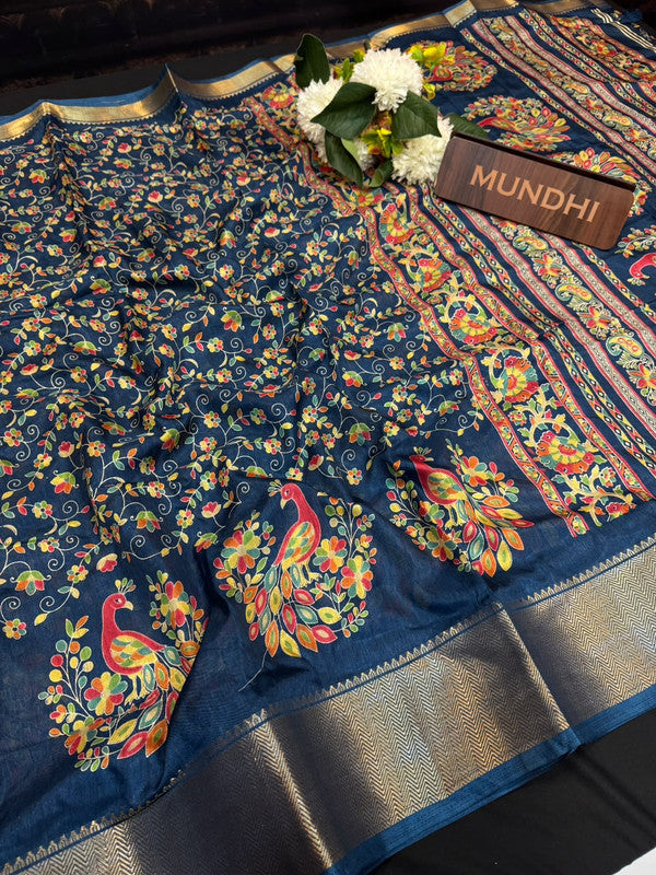 Kesar Fancy Silk Saree with elegant zari work and contrast blouse