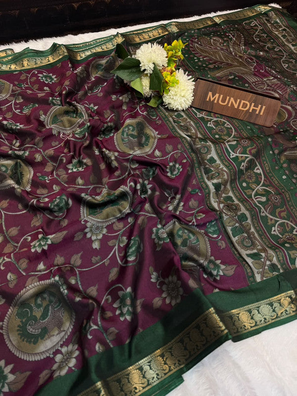 Narayani Pattu Fancy Saree with traditional zari work and contrast blouse
