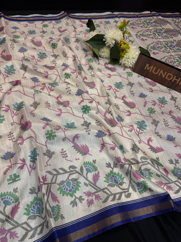 Madhubani Fancy Silk Saree with Elegant Zari Work| MDB08