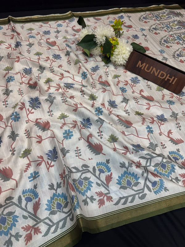 Madhubani Fancy Silk Saree with Elegant Zari Work| MDB11