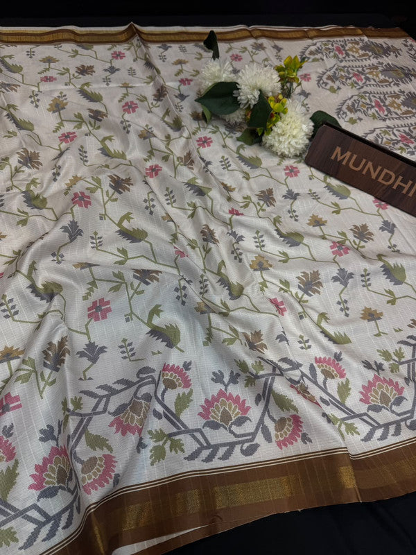 Madhubani Fancy Silk Saree with Elegant Zari Work| MDB09