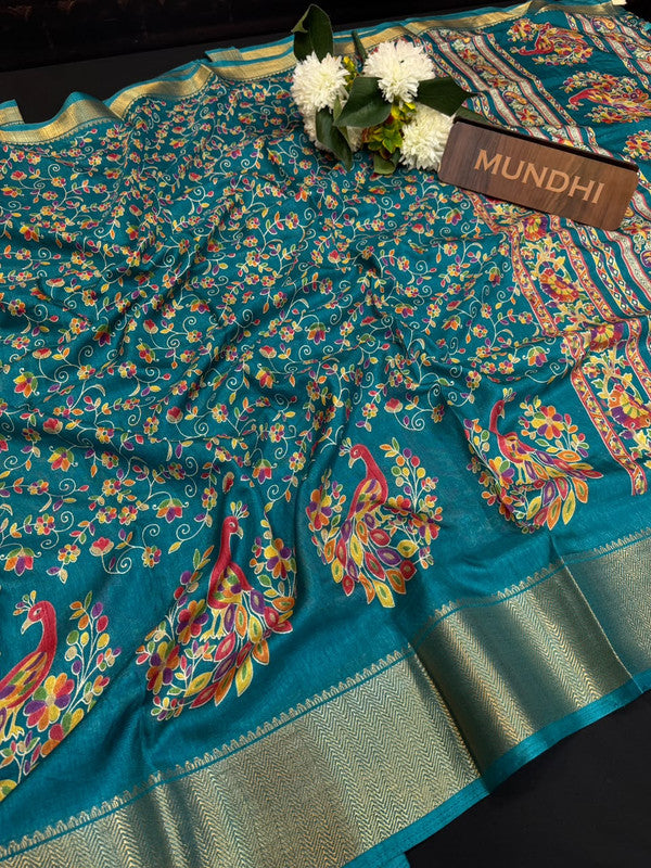 Kesar Fancy Silk Saree with elegant zari work and contrast blouse