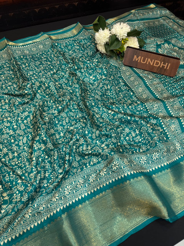 Kesar Fancy Silk Saree with elegant zari work and contrast blouse