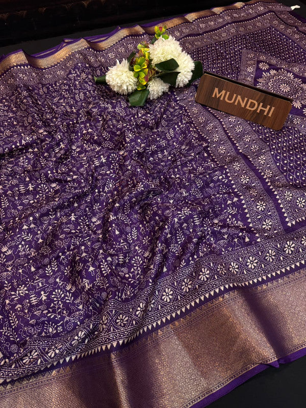Kesar Fancy Silk Saree with elegant zari work and contrast blouse
