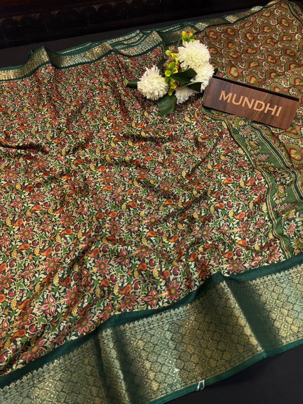 Kesar Fancy Silk Saree with elegant zari work and contrast blouse