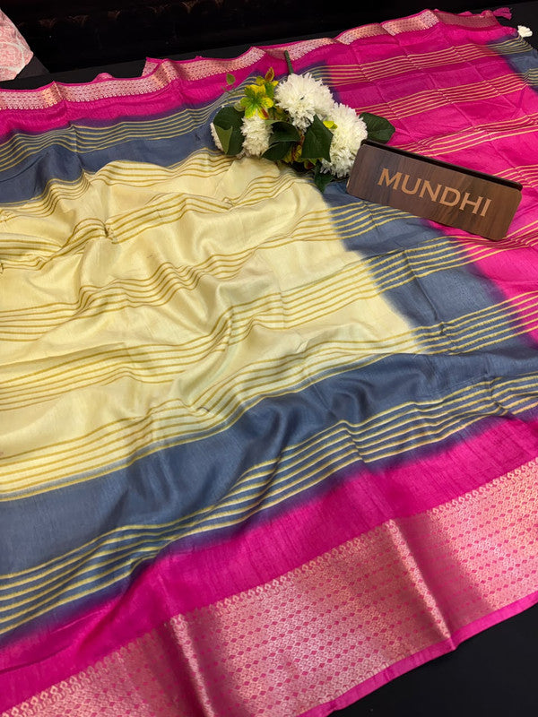 Kesar Fancy Silk Saree with elegant zari work and contrast blouse