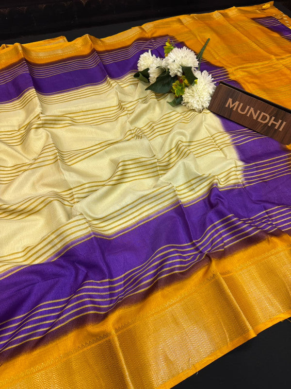 Kesar Fancy Silk Saree with elegant zari work and contrast blouse