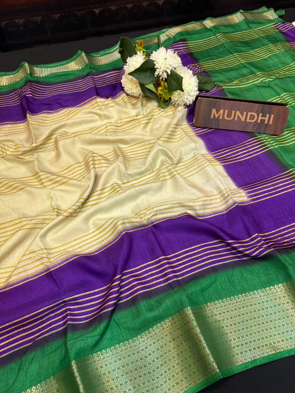 Kesar Fancy Silk Saree with elegant zari work and contrast blouse