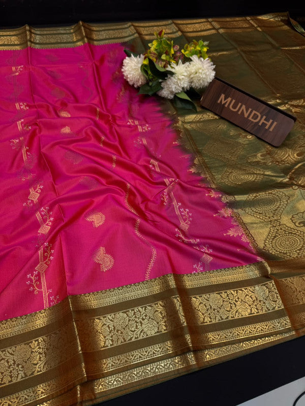 Vegan Silk Saree with |Zari Work for Women| VG121