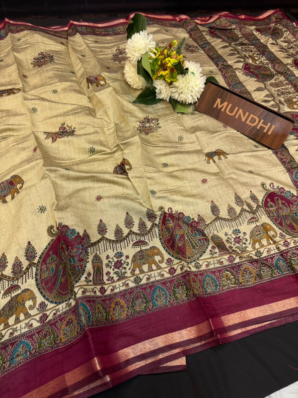 Maheshwari Silk Fancy Saree | Zari Work Design | ME23