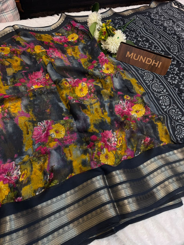Dubai Style Fancy Silk Saree with Elegant Zari Work