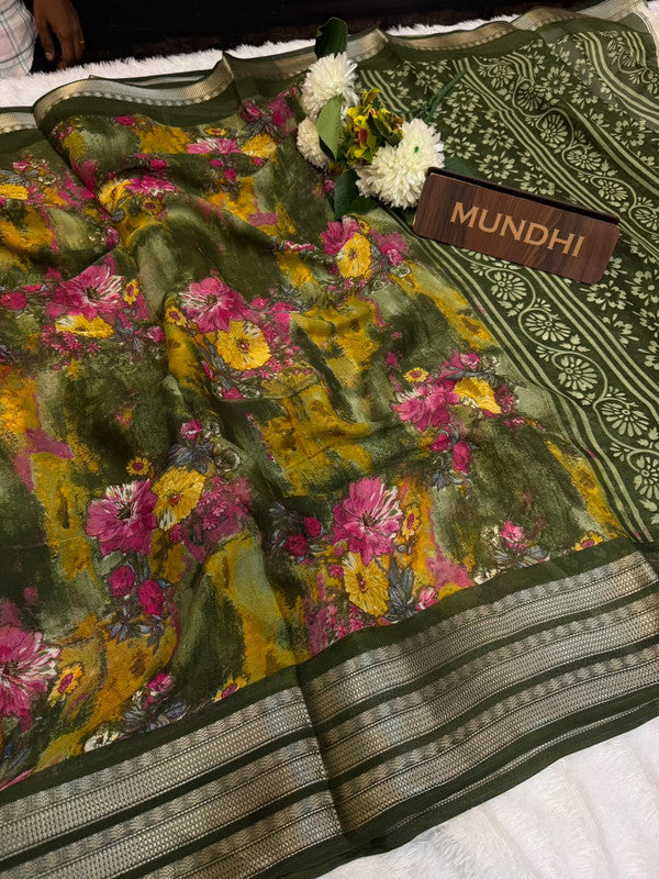 Dubai Style Fancy Silk Saree with Elegant Zari Work