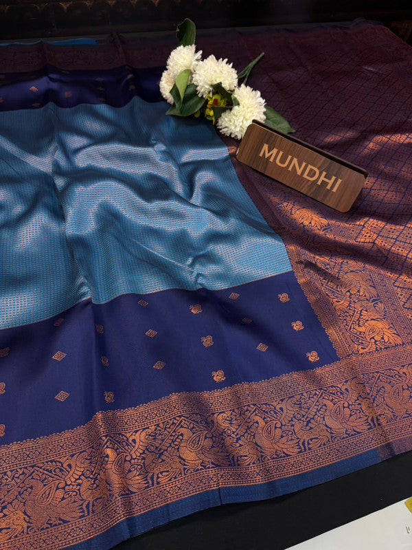 Centre Checked Pavishna Saree in soft silk type fabric with elegant zari work