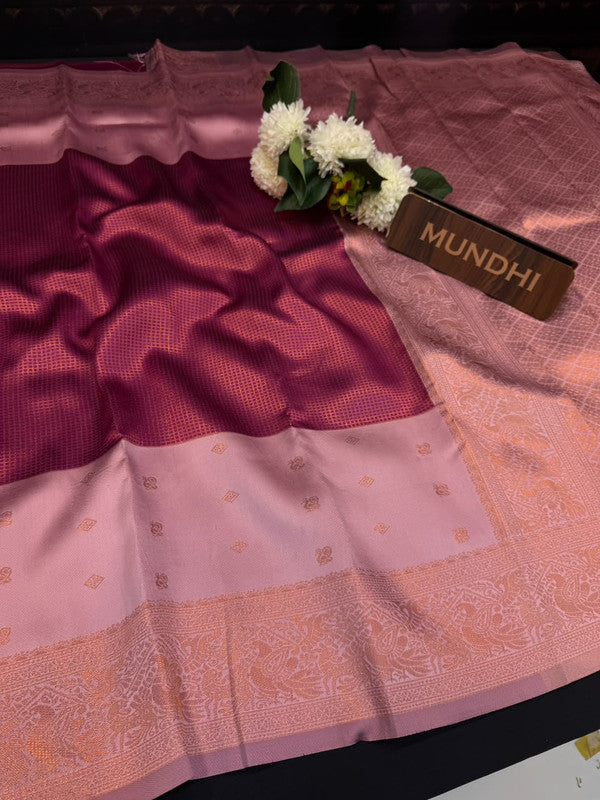 Centre Checked Pavishna Saree in soft silk type fabric with elegant zari work