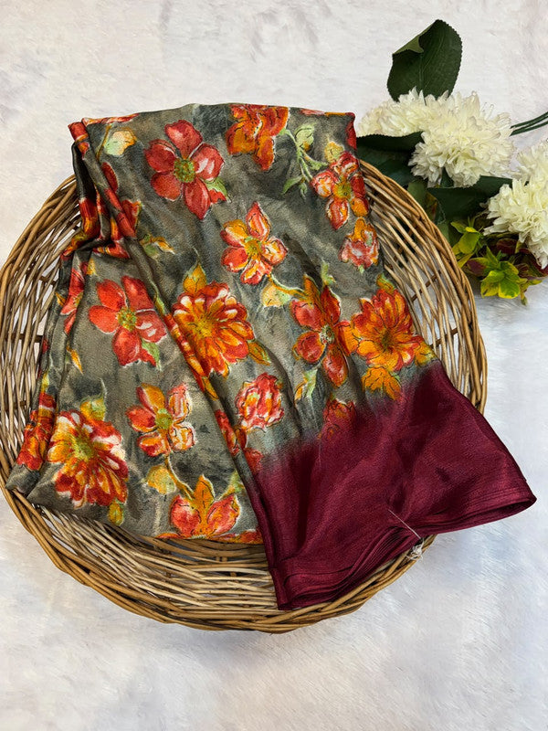 Turkey Silk Saree with Crepe Silk Design