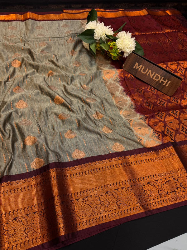 Slub Silk Saree with Zari Work for Weddings