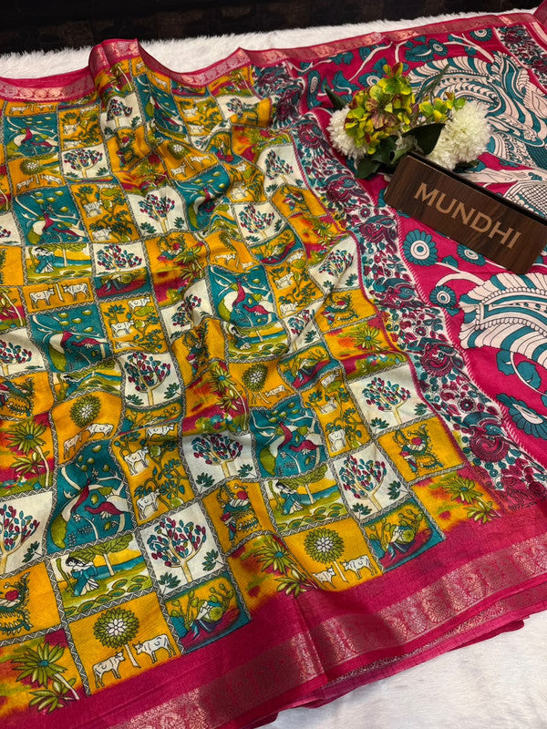 Jungle Beauty Fancy Saree in fancy silk-type fabric with zari work