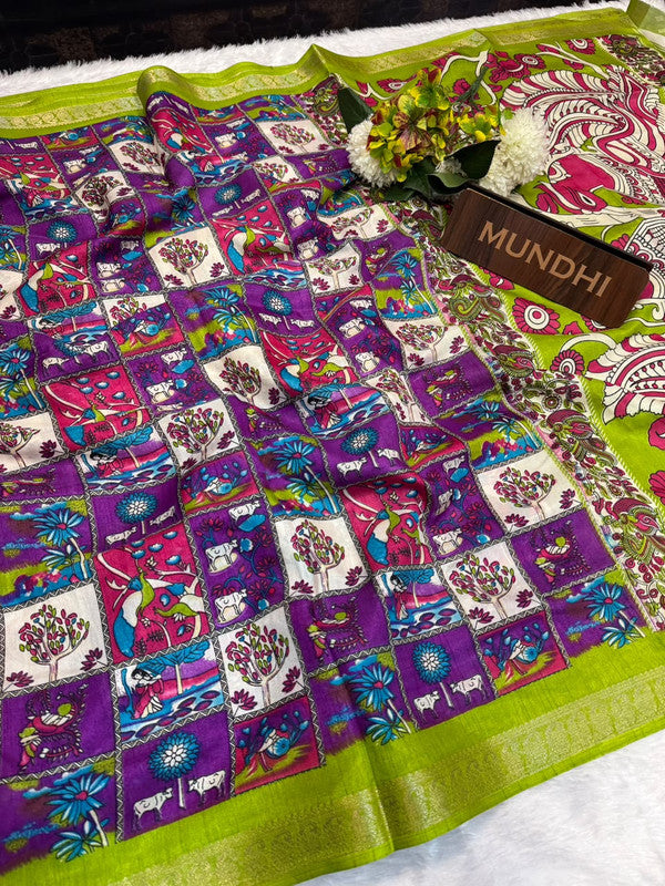 Jungle Beauty Fancy Saree in fancy silk-type fabric with zari work