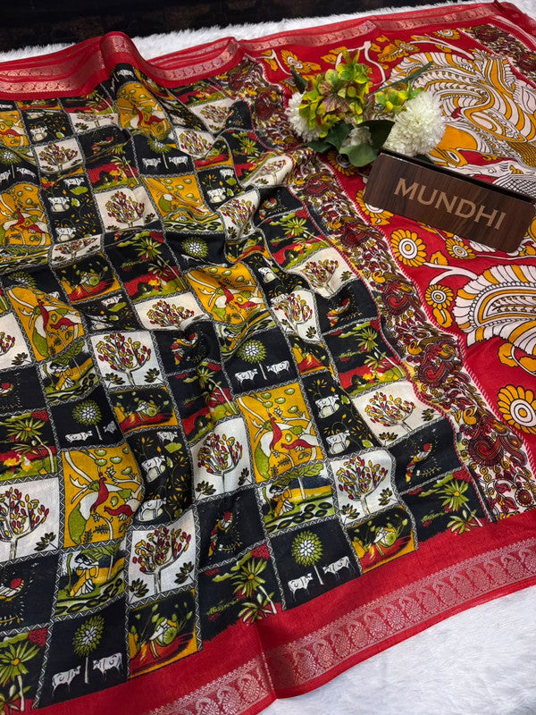Jungle Beauty Fancy Saree in fancy silk-type fabric with zari work