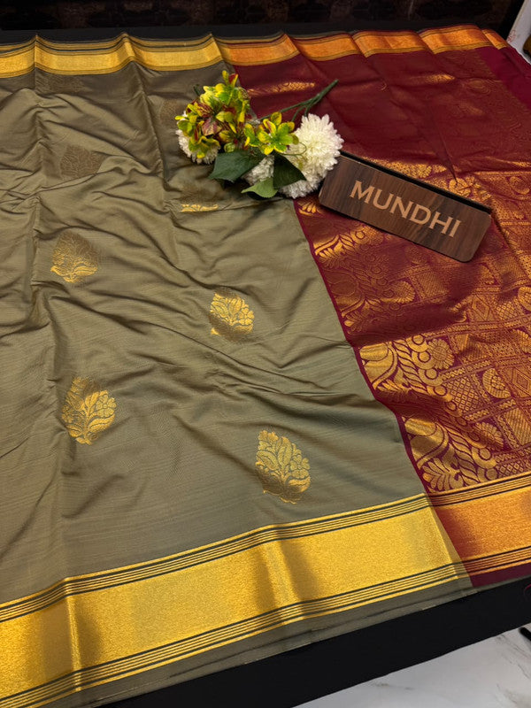 Offer Mild Damage Semi Silk Saree with traditional zari work