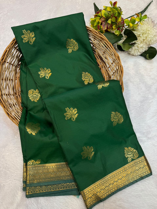 Offer Mild Damage Semi Silk Saree with traditional zari work