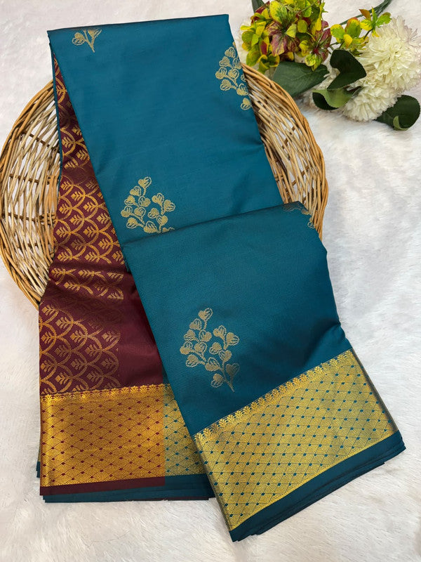 Offer Mild Damage Semi Silk Saree with traditional zari work