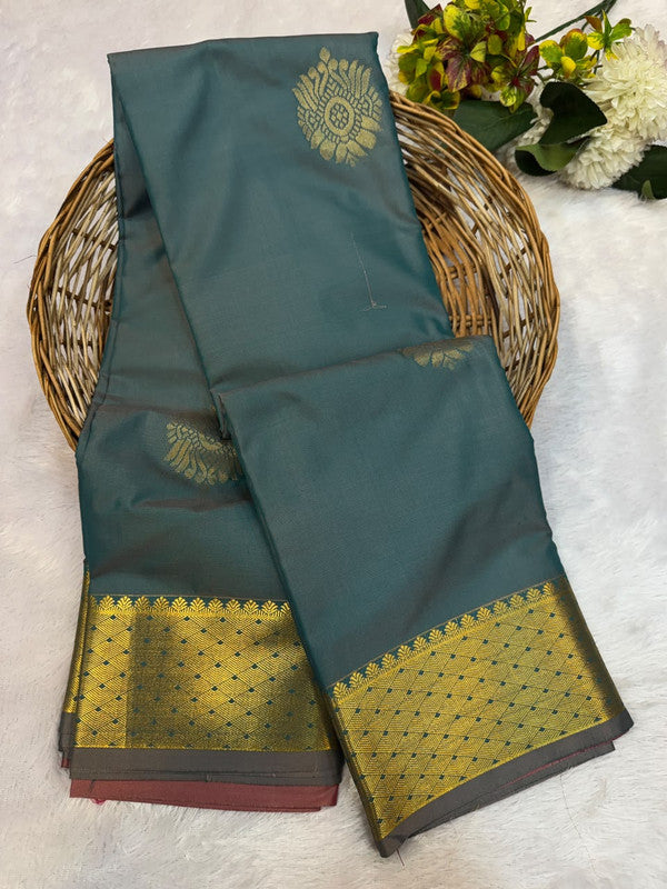 Offer Mild Damage Semi Silk Saree with traditional zari work