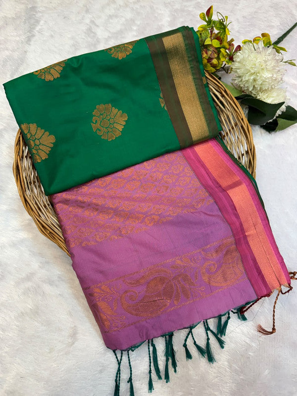 Offer Soft Silk Saree with elegant zari work for women