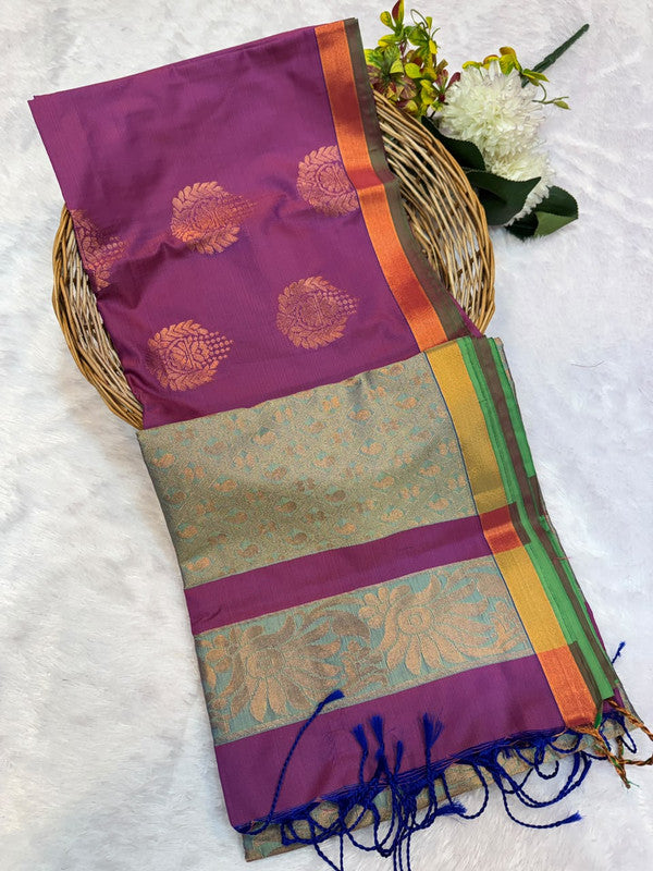 Offer Soft Silk Saree with elegant zari work for women