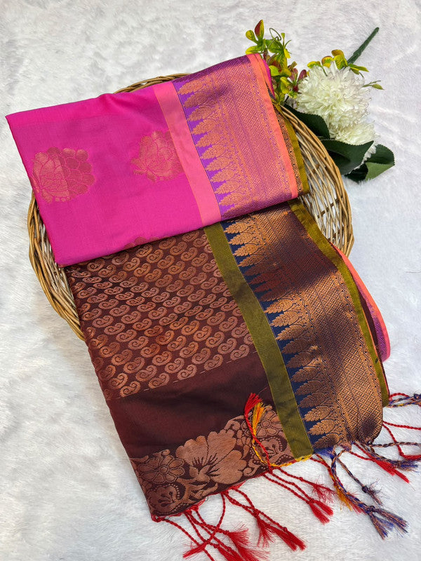 Offer Soft Silk Saree with elegant zari work for women