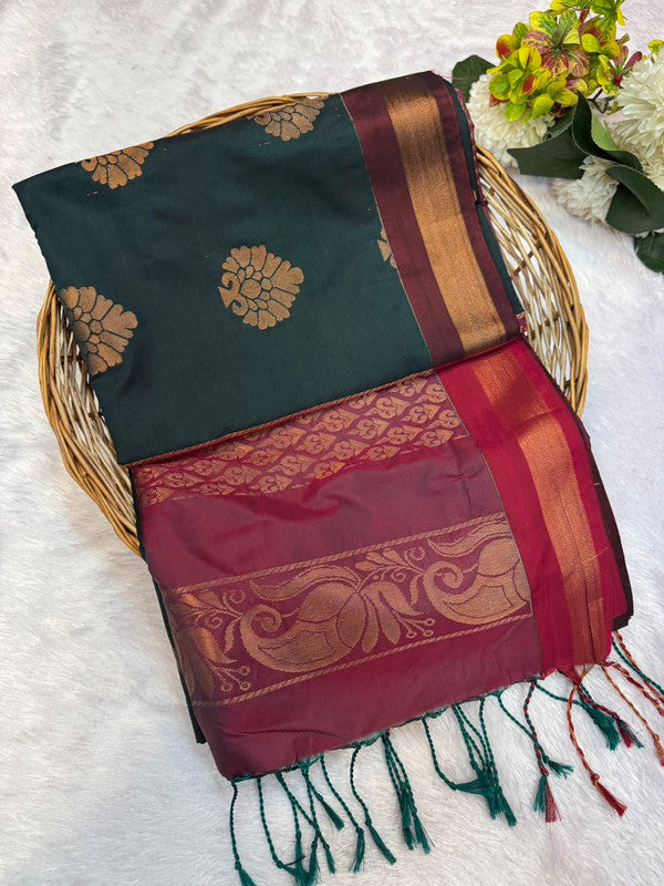 Offer Soft Silk Saree with elegant zari work for women