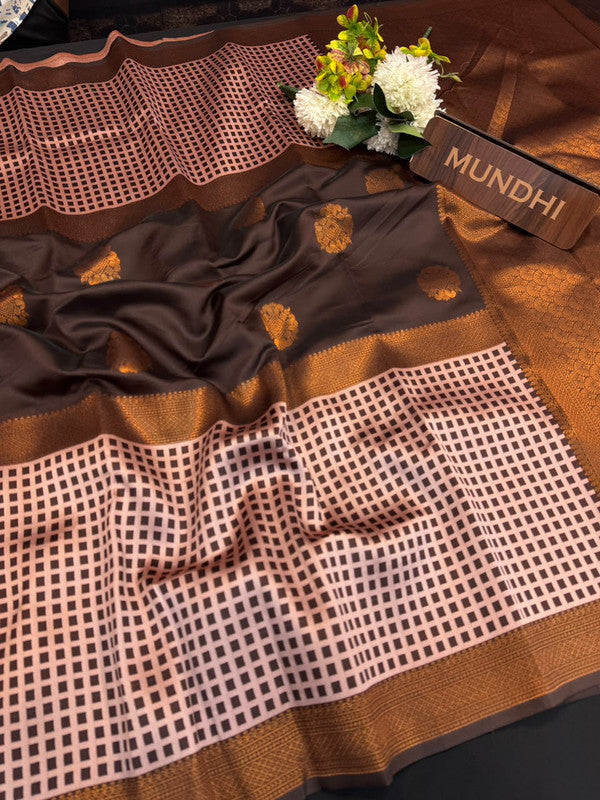 Checked Pavishna Saree in soft silk type fabric with elegant zari work