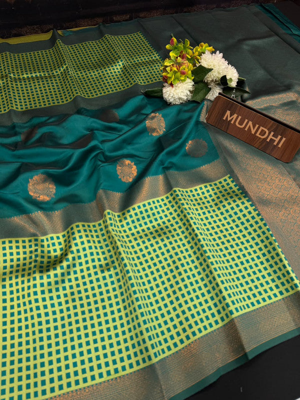 Checked Pavishna Saree in soft silk type fabric with elegant zari work