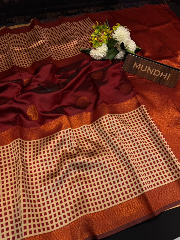 Checked Pavishna Saree in soft silk type fabric with elegant zari work