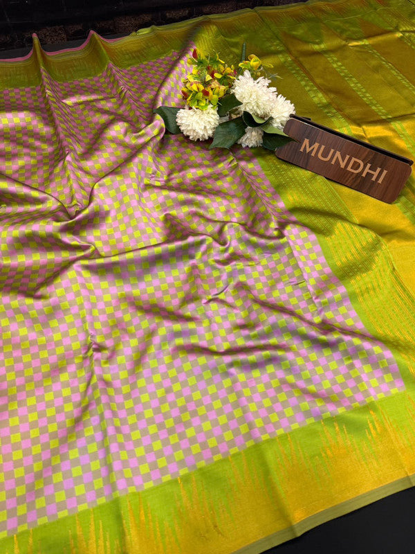 Checked Pavishna Saree in soft silk type fabric with elegant zari work